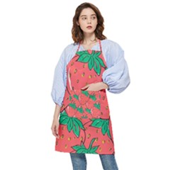 Texture Sweet Strawberry Dessert Food Summer Pattern Pocket Apron by Sarkoni