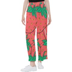 Texture Sweet Strawberry Dessert Food Summer Pattern Women s Pants  by Sarkoni