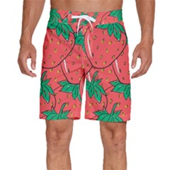 Texture Sweet Strawberry Dessert Food Summer Pattern Men s Beach Shorts