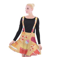 Fast Junk Food  Pizza Burger Cool Soda Pattern Suspender Skater Skirt by Sarkoni