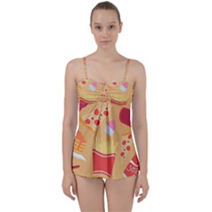 Fast Junk Food  Pizza Burger Cool Soda Pattern Babydoll Tankini Set by Sarkoni