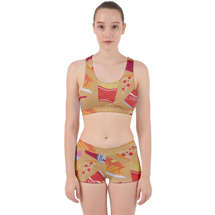 Fast Junk Food  Pizza Burger Cool Soda Pattern Work It Out Gym Set