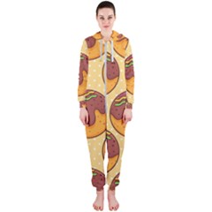 Takoyaki Food Seamless Pattern Hooded Jumpsuit (ladies)