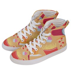 Fast Junk Food  Pizza Burger Cool Soda Pattern Women s Hi-top Skate Sneakers by Sarkoni