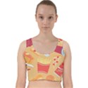 Fast Junk Food  Pizza Burger Cool Soda Pattern Velvet Racer Back Crop Top View1