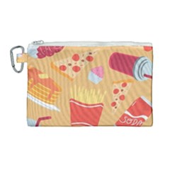 Fast Junk Food  Pizza Burger Cool Soda Pattern Canvas Cosmetic Bag (large) by Sarkoni