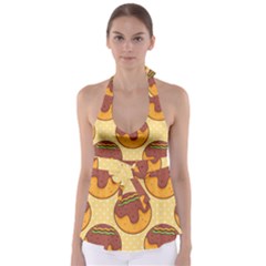 Takoyaki Food Seamless Pattern Tie Back Tankini Top by Sarkoni