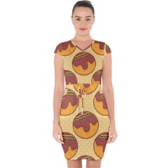 Takoyaki Food Seamless Pattern Capsleeve Drawstring Dress  by Sarkoni