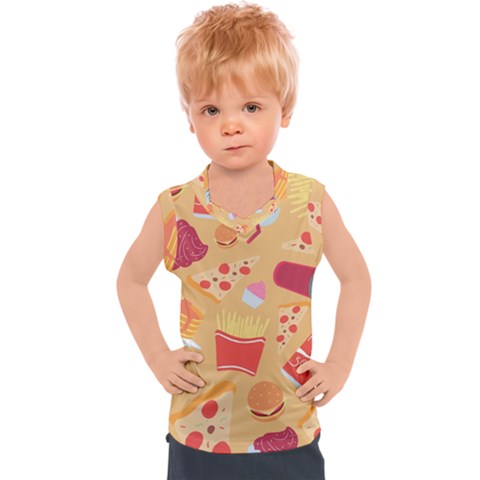 Fast Junk Food  Pizza Burger Cool Soda Pattern Kids  Sport Tank Top by Sarkoni