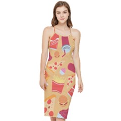 Fast Junk Food  Pizza Burger Cool Soda Pattern Bodycon Cross Back Summer Dress by Sarkoni