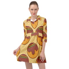 Takoyaki Food Seamless Pattern Mini Skater Shirt Dress by Sarkoni