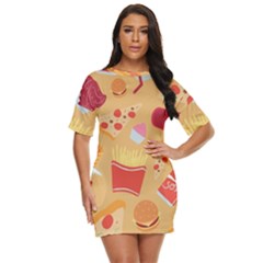 Fast Junk Food  Pizza Burger Cool Soda Pattern Just Threw It On Dress by Sarkoni