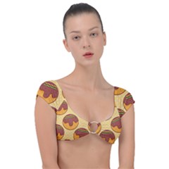 Takoyaki Food Seamless Pattern Cap Sleeve Ring Bikini Top by Sarkoni