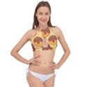 Takoyaki Food Seamless Pattern Cross Front Halter Bikini Top View1