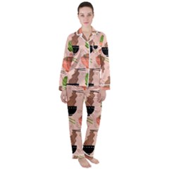 Doodle Yakisoba Seamless Pattern Women s Long Sleeve Satin Pajamas Set	 by Sarkoni