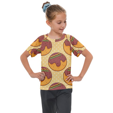 Takoyaki Food Seamless Pattern Kids  Mesh Piece T-shirt by Sarkoni