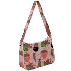 Doodle Yakisoba Seamless Pattern Zip Up Shoulder Bag by Sarkoni