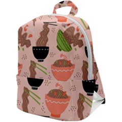 Doodle Yakisoba Seamless Pattern Zip Up Backpack by Sarkoni