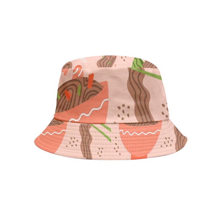 Doodle Yakisoba Seamless Pattern Inside Out Bucket Hat (Kids)