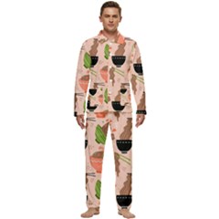 Doodle Yakisoba Seamless Pattern Men s Long Sleeve Velvet Pocket Pajamas Set by Sarkoni