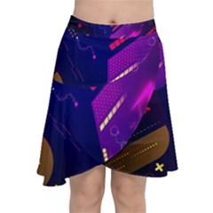 Vector Design Gamming Sytle Retro Art Pattern Chiffon Wrap Front Skirt by Sarkoni