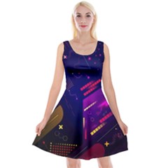 Vector Design Gamming Sytle Retro Art Pattern Reversible Velvet Sleeveless Dress by Sarkoni