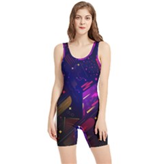 Vector Design Gamming Sytle Retro Art Pattern Women s Wrestling Singlet by Sarkoni