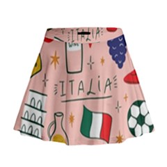 Food Pattern Italia Mini Flare Skirt by Sarkoni