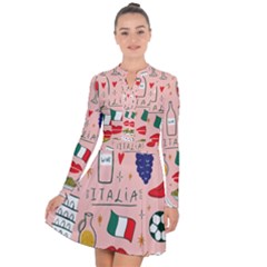 Food Pattern Italia Long Sleeve Panel Dress by Sarkoni