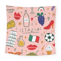 Food Pattern Italia Square Tapestry (large) by Sarkoni