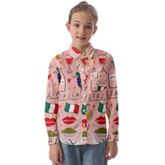 Food Pattern Italia Kids  Long Sleeve Shirt by Sarkoni