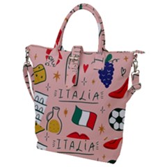 Food Pattern Italia Buckle Top Tote Bag by Sarkoni