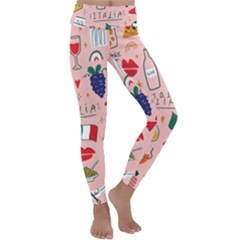 Food Pattern Italia Kids  Lightweight Velour Classic Yoga Leggings by Sarkoni