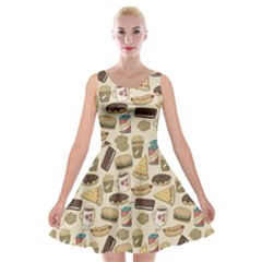 Junk Food Hipster Pattern Velvet Skater Dress