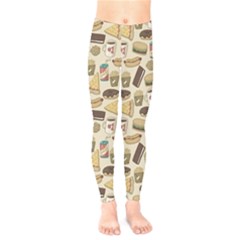 Junk Food Hipster Pattern Kids  Leggings by Sarkoni