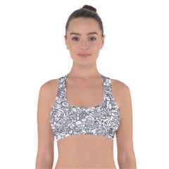 Food Doodle Pattern Cross Back Sports Bra by Sarkoni