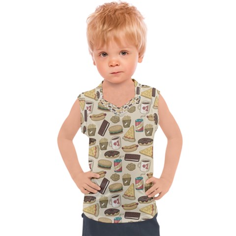 Junk Food Hipster Pattern Kids  Sport Tank Top by Sarkoni