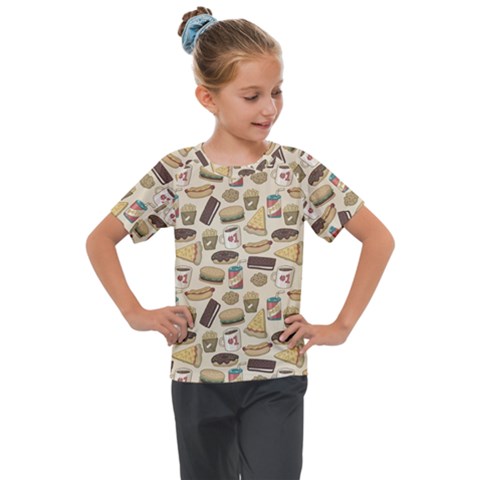 Junk Food Hipster Pattern Kids  Mesh Piece T-shirt by Sarkoni