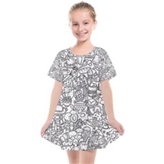 Food Doodle Pattern Kids  Smock Dress by Sarkoni