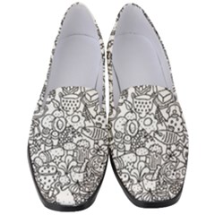 Food Doodle Pattern Women s Classic Loafer Heels by Sarkoni