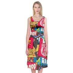 Pop Art Food Cute Patterns Midi Sleeveless Dress by Sarkoni