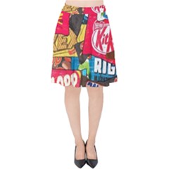 Pop Art Food Cute Patterns Velvet High Waist Skirt by Sarkoni