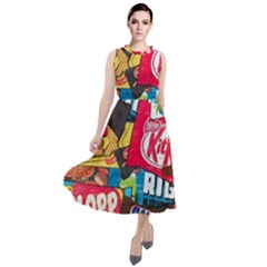 Pop Art Food Cute Patterns Round Neck Boho Dress by Sarkoni