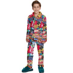 Pop Art Food Cute Patterns Kids  Long Sleeve Velvet Pajamas Set by Sarkoni