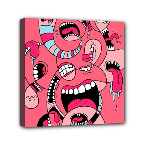 Big Mouth Worm Mini Canvas 6  X 6  (stretched) by Dutashop