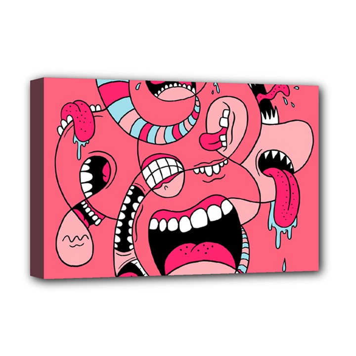 Big Mouth Worm Deluxe Canvas 18  x 12  (Stretched)