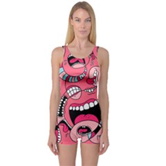 Big Mouth Worm One Piece Boyleg Swimsuit by Dutashop