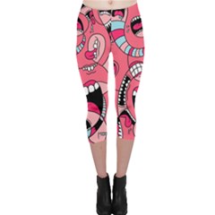 Big Mouth Worm Capri Leggings  by Dutashop