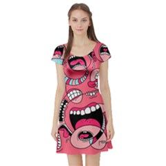 Big Mouth Worm Short Sleeve Skater Dress by Dutashop