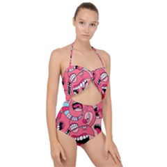 Big Mouth Worm Scallop Top Cut Out Swimsuit by Dutashop